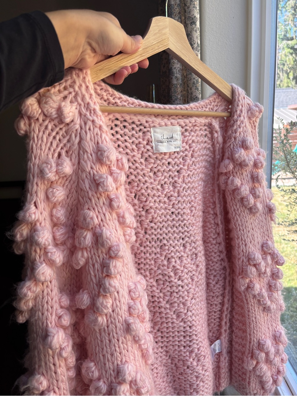Chicwish Chunky Pink Bobble Knit Wool Blend Women's Cardigan
